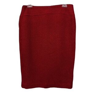 Moulinette Soeurs Red Wool Blend Textured Pencil Skirt Women’s 6 Lined 25”